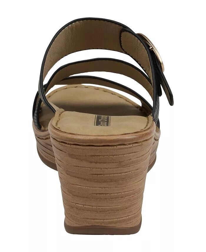 Женские комфортные босоножки на танкетке с пряжкой Odalis GC Shoes, черный — фото 3