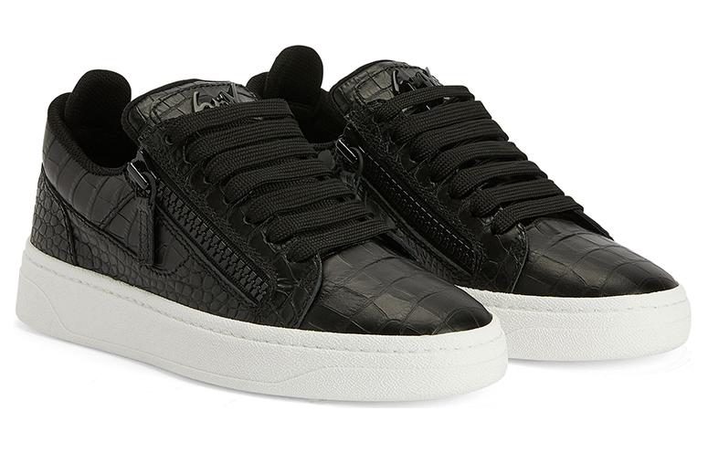 Женские кроссовки с тиснением под крокодила Giuseppe Zanotti, черные — фото 2