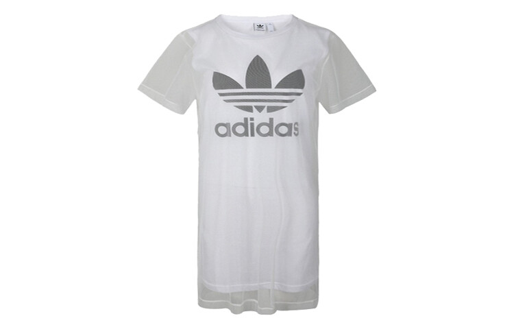 

Прозрачное спортивное платье с короткими рукавами женское белое Adidas Originals