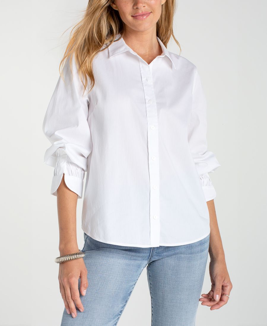 

Женская тканая блузка с длинными рукавами и регулируемым кроем, на пуговицах спереди Liverpool Los Angeles, White