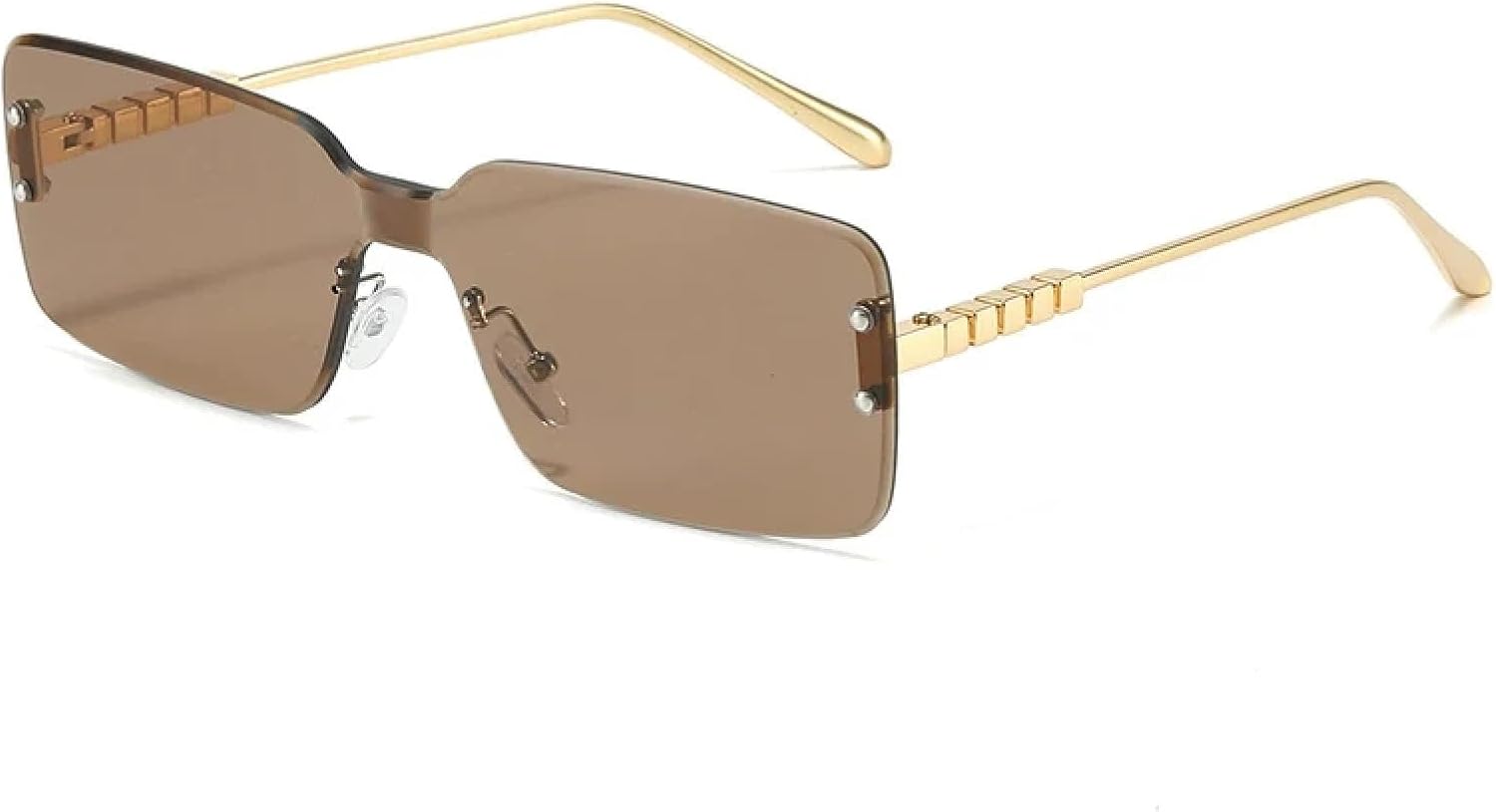 

Классические модные безободковые металлические солнцезащитные очки для женщин и мужчин, винтажные роскошные солнцезащитные очки для летних путешествий, защита от УФ-излучения UV400 TKKTLLT, Gold Tea