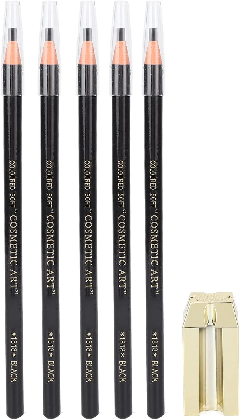 Набор из 5 карандашей для бровей и точилки 4-в-1 Brrnoo, Black Eyebrow Pencil — фото 3