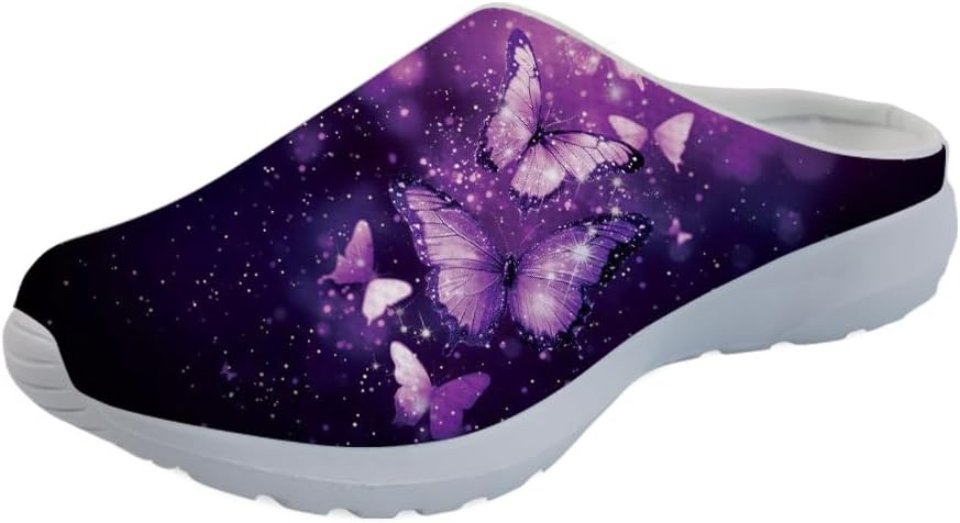 

Женские сабо Forchrinse с цветным принтом лапы собаки, домашние тапочки с цветочным рисунком, кроссовки для ходьбы с поддержкой свода стопы, Butterfly Starry