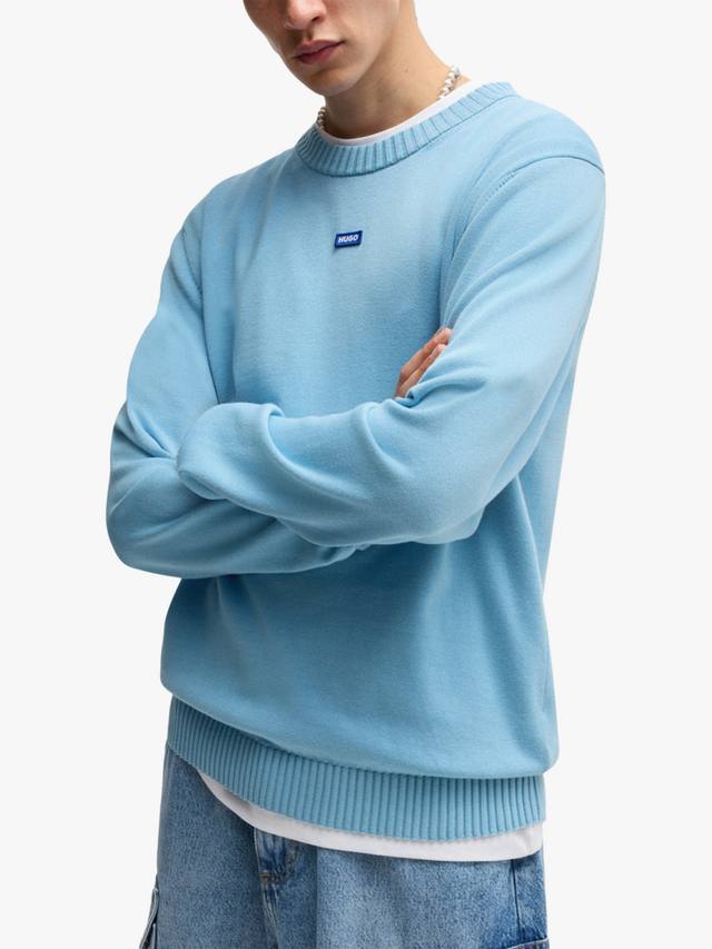 

Хлопковый джемпер HUGO с круглым вырезом HUGO BOSS, Light/Pastel Blue