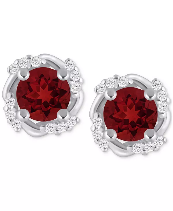 

Серьги-Гвоздики 1/3 дюйма в оправе из драгоценных камней и бриллиантов из 14-каратного желтого золота (также из 14-каратного белого золота) Macy'S, garnet