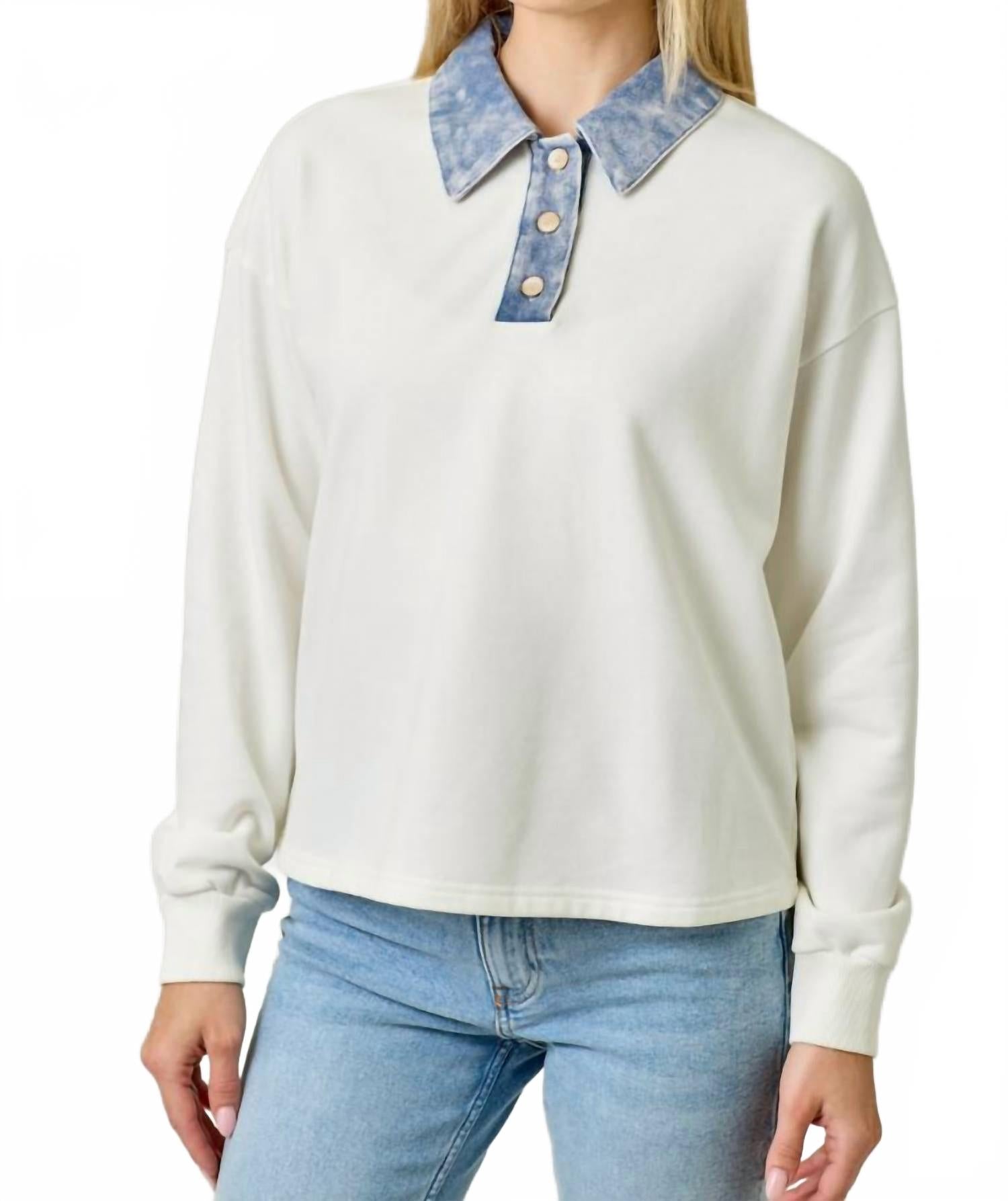 

Mystree Джинсовая рубашка поло винтажного белого цвета