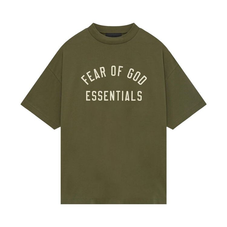 

Футболка Fear of God Essentials Jersey Crewneck Tee Military, зеленый