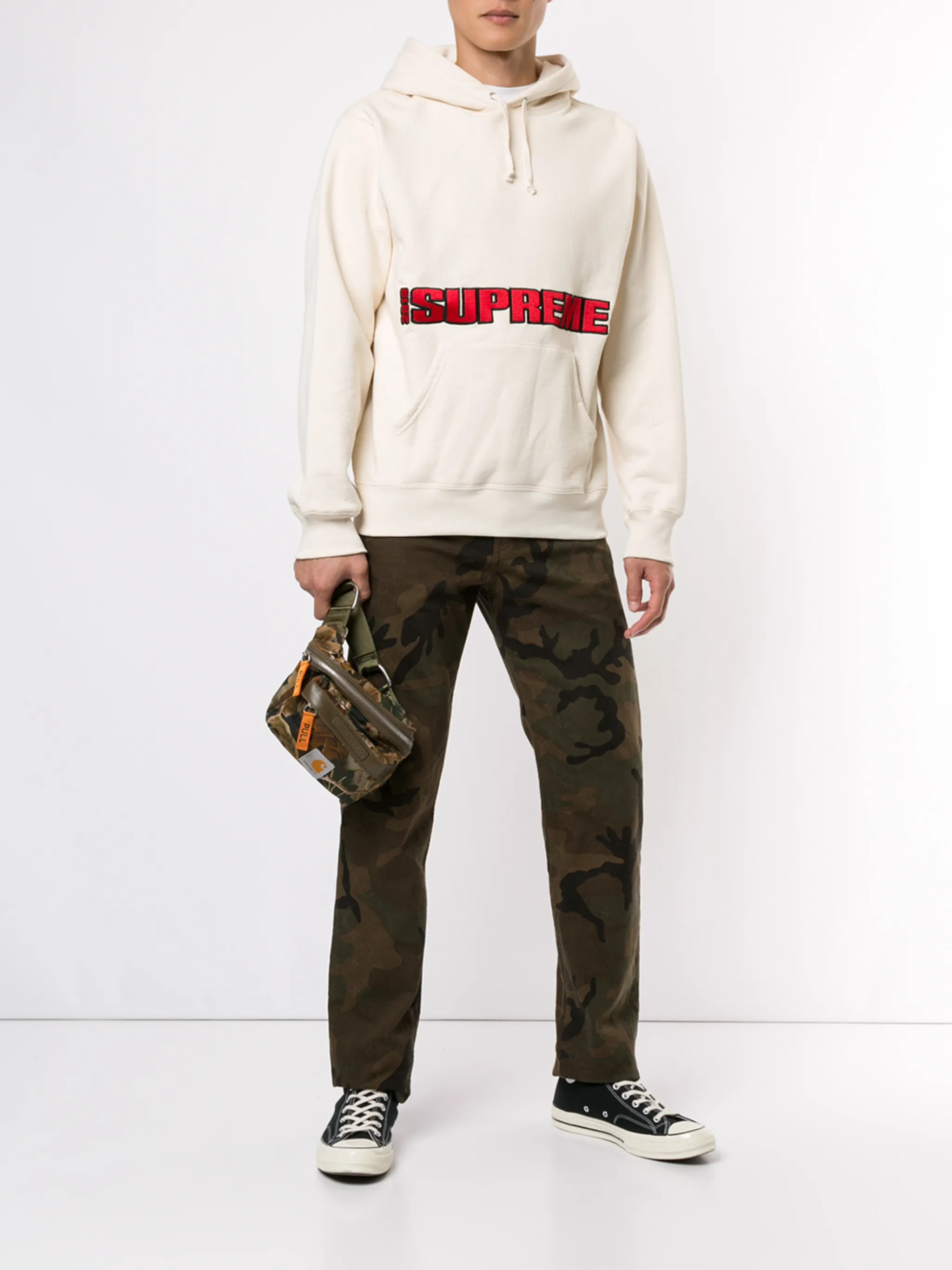 Камуфляжные джинсы Louis Vuitton x Supreme, зеленый — фото 2