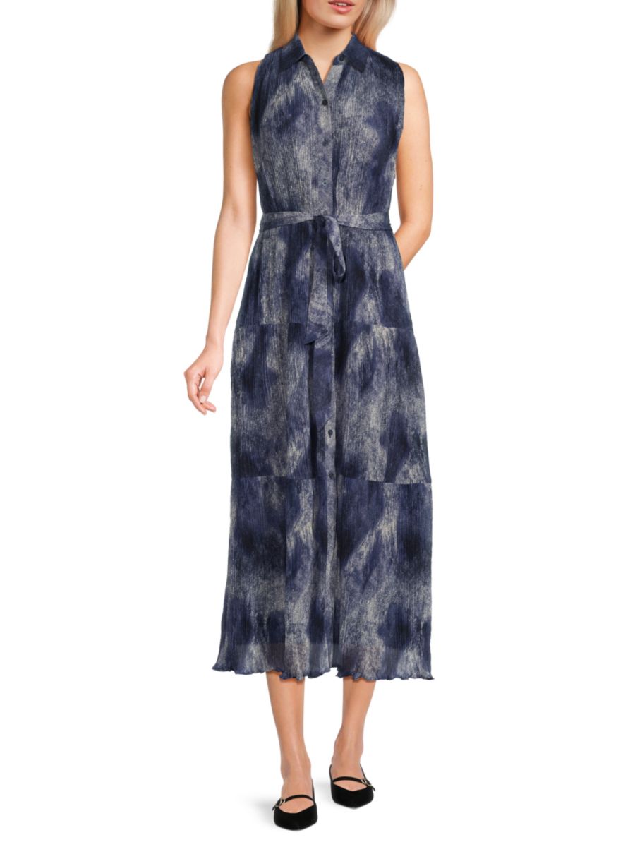 

Платье миди без рукавов с поясом DKNY, цвет Indigo Multi