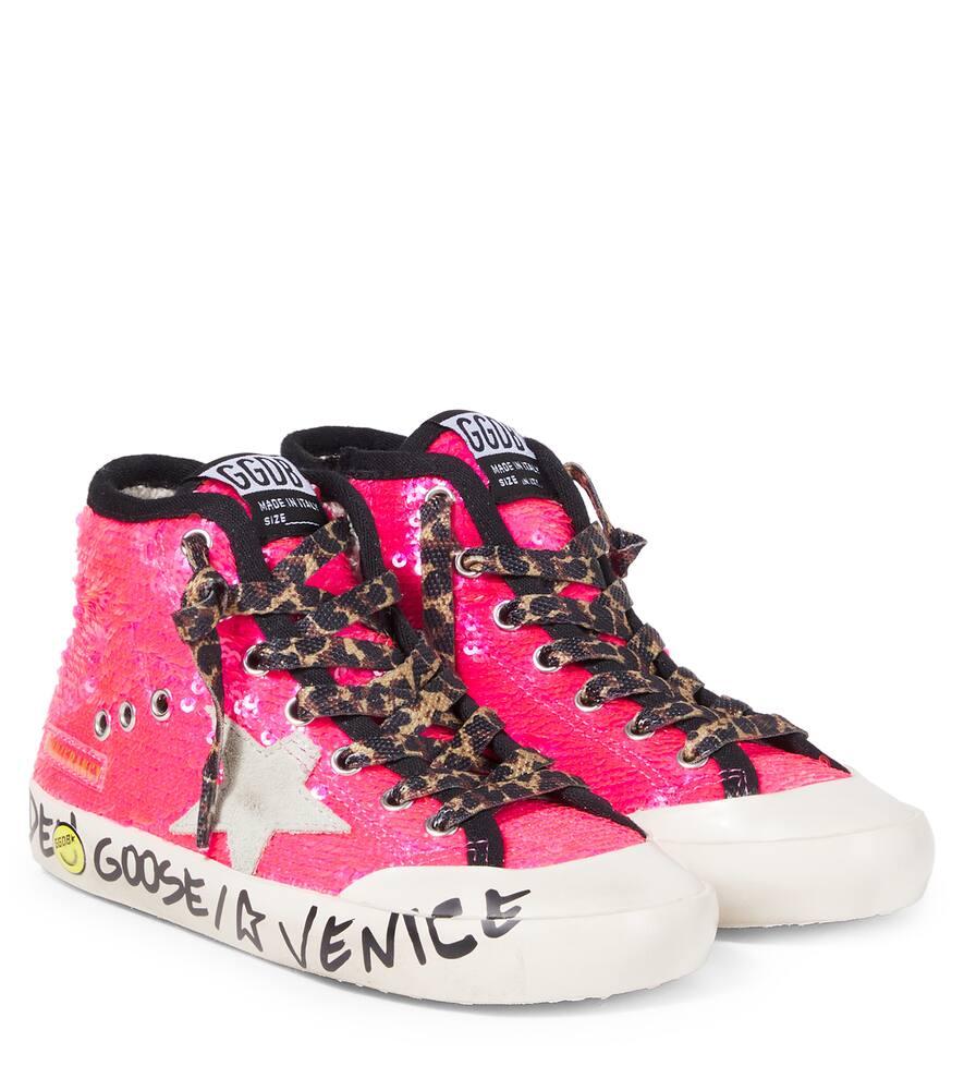 

Кожаные кроссовки с пайетками Golden Goose Kids, Pink Fluo/Silver