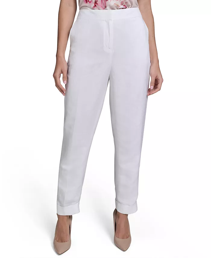 

Женские брюки с зауженным силуэтом из смесового льна Calvin Klein, белый