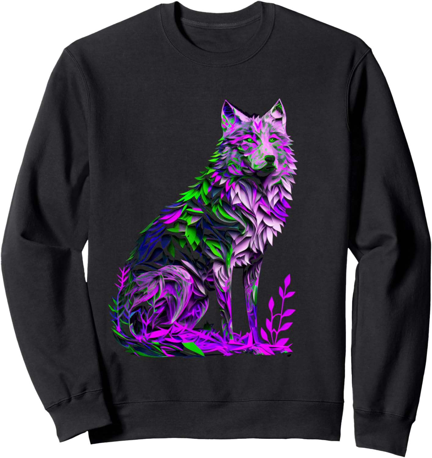 

Красочная художественная толстовка с изображением волка Colorful Artistic Wolf Nature Spirit, черный