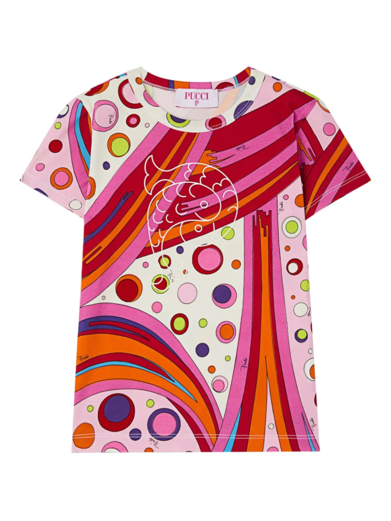 

Футболка с короткими рукавами и узором Фонтане PUCCI Junior, белый
