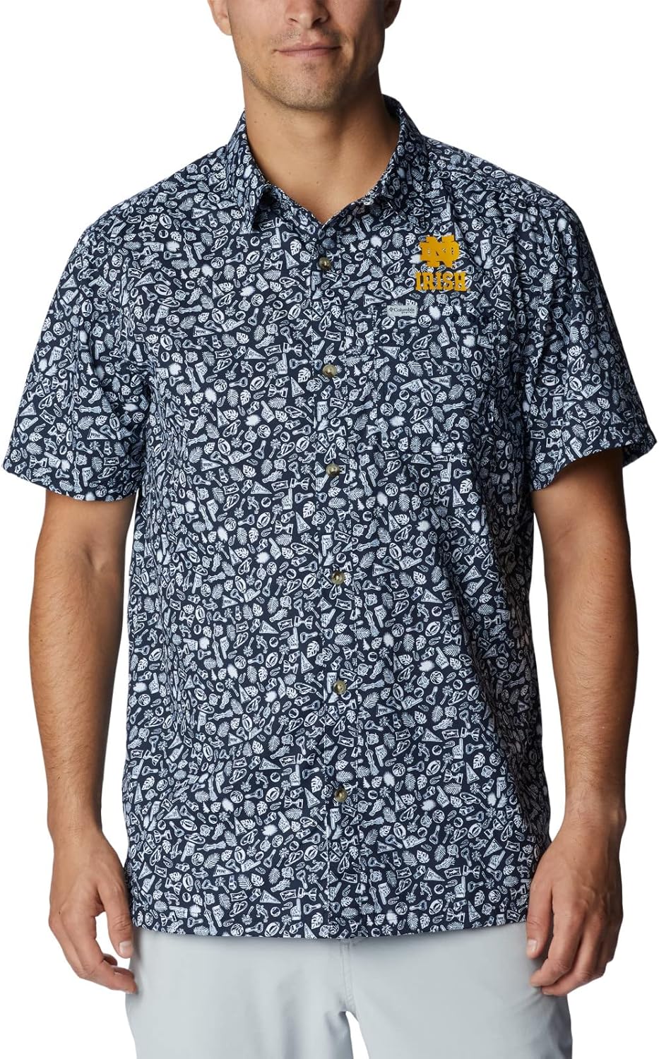 

Мужская студенческая рубашка Columbia Super Slack Tide, Nd - Collegiate Navy Gameday Print