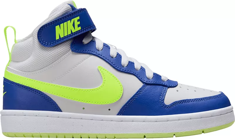

Детские кроссовки Nike для начальной школы Court Borough Mid 2, цвет Blue/Volt/White
