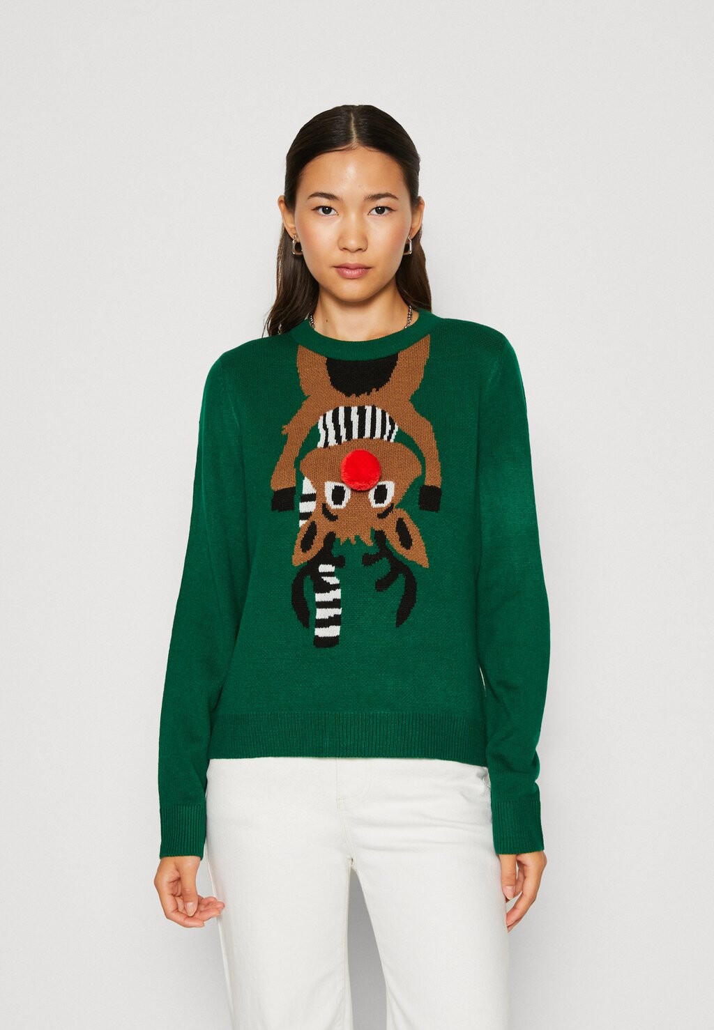 

Свитшот ONLY XMAS DEER O NECK BOX, цвет green jacket/poppy red/black/toasted coconut