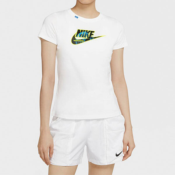 Футболка спортивная с круглым вырезом повседневные с коротким рукавом Nike, белый — фото 4