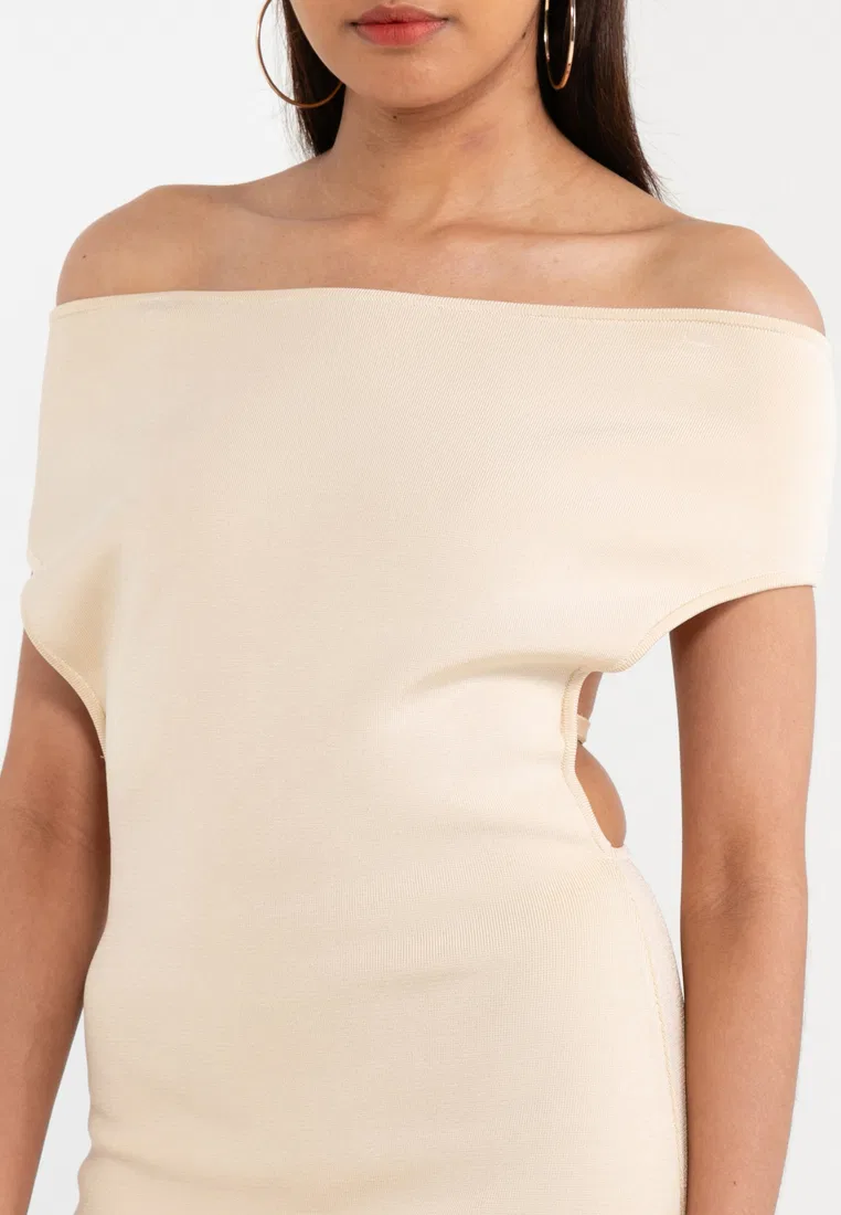 Платье Cubista, трикотажное, облегающее, La Robe Jacquemus, бежевый — фото 3