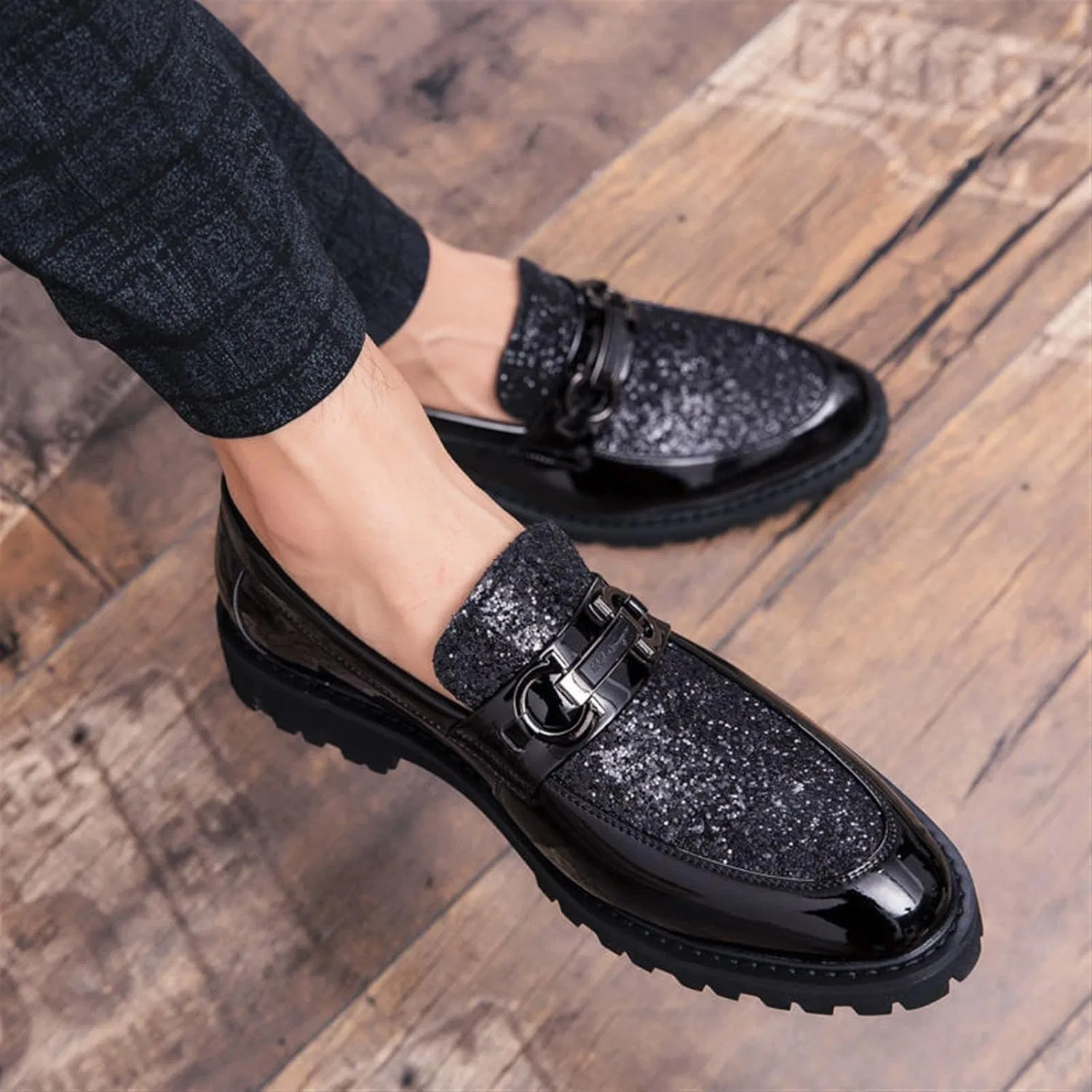 Туфли Men's Shoes Casual Shoes for Men Casual Shoes for Men Leather Shoes for Men Generic, Black — фото 4