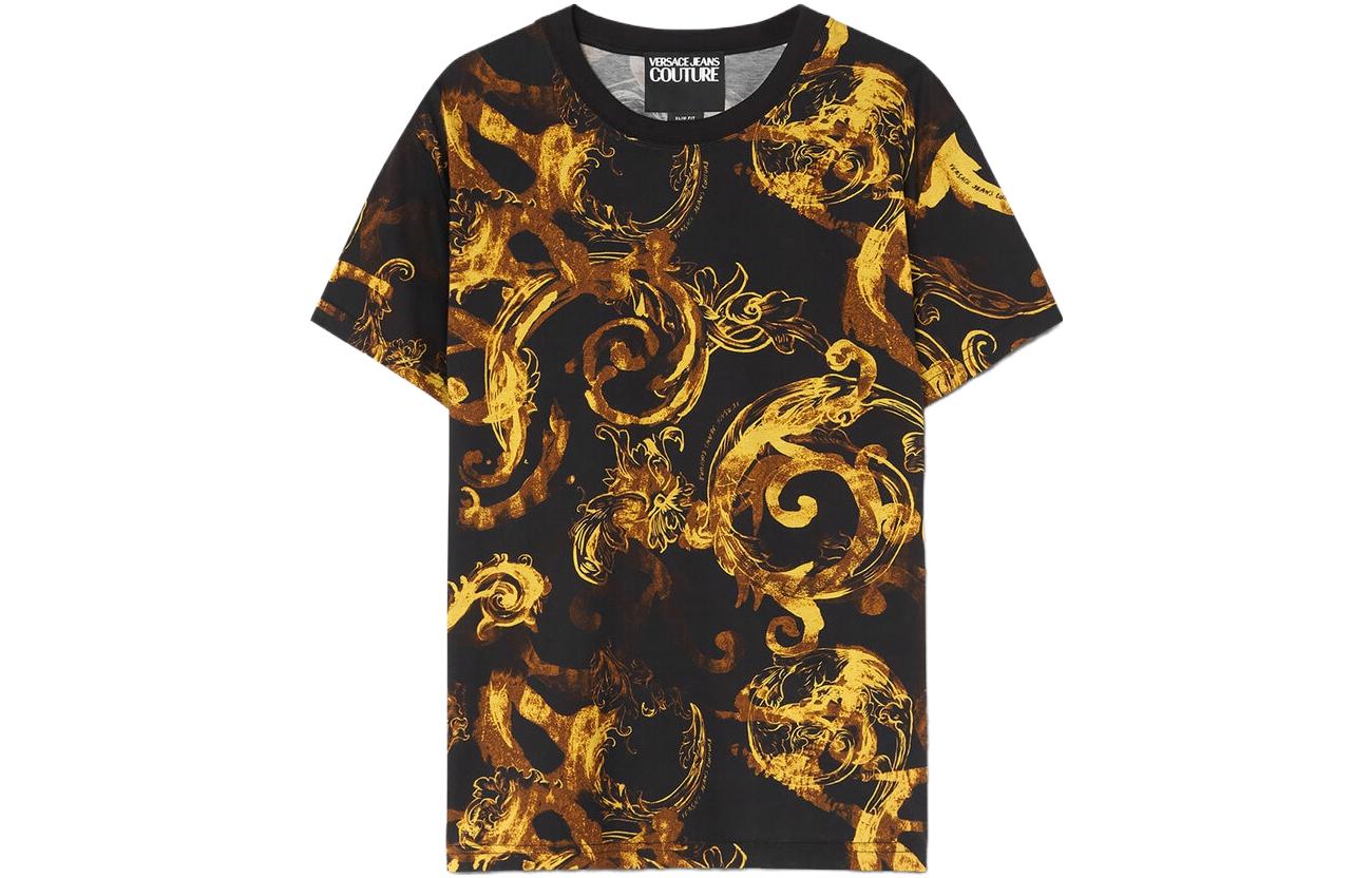 Футболка VERSACE Jeans Couture с барочным принтом, черная — фото 2