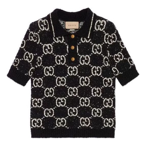 

Топ (WMNS) Gucci Fine Cotton Polo Top 'Black Ivory' 735890-XKC1L-1289, черный