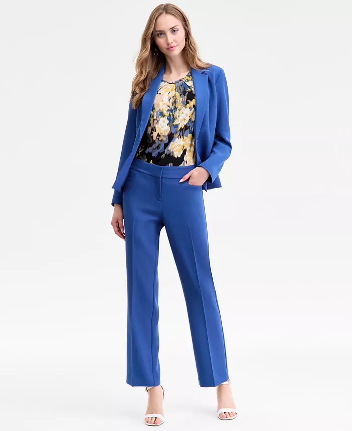 

Женские прямые брюки со средней посадкой и имитацией гульфика Kasper, синий