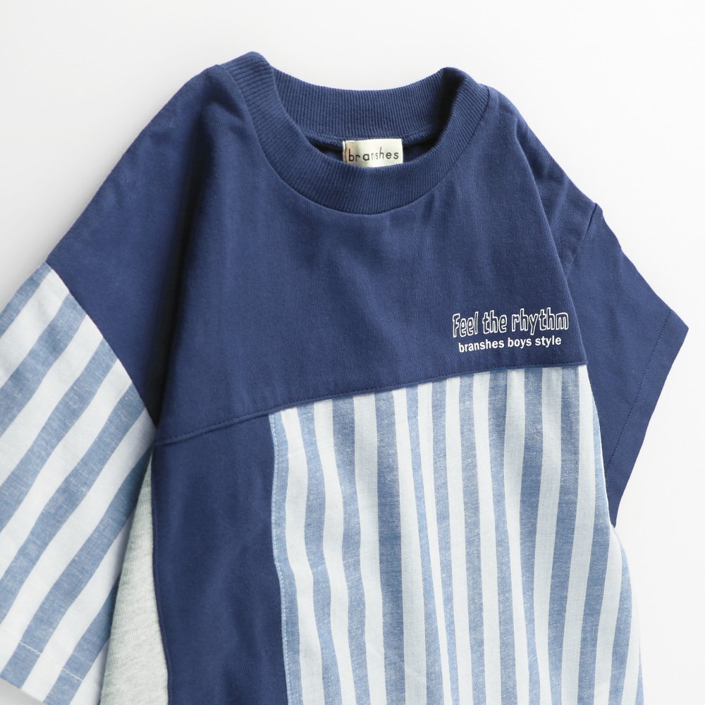 Футболка с коротким рукавом из комбинированных материалов Branshes, Navy blue — фото 2