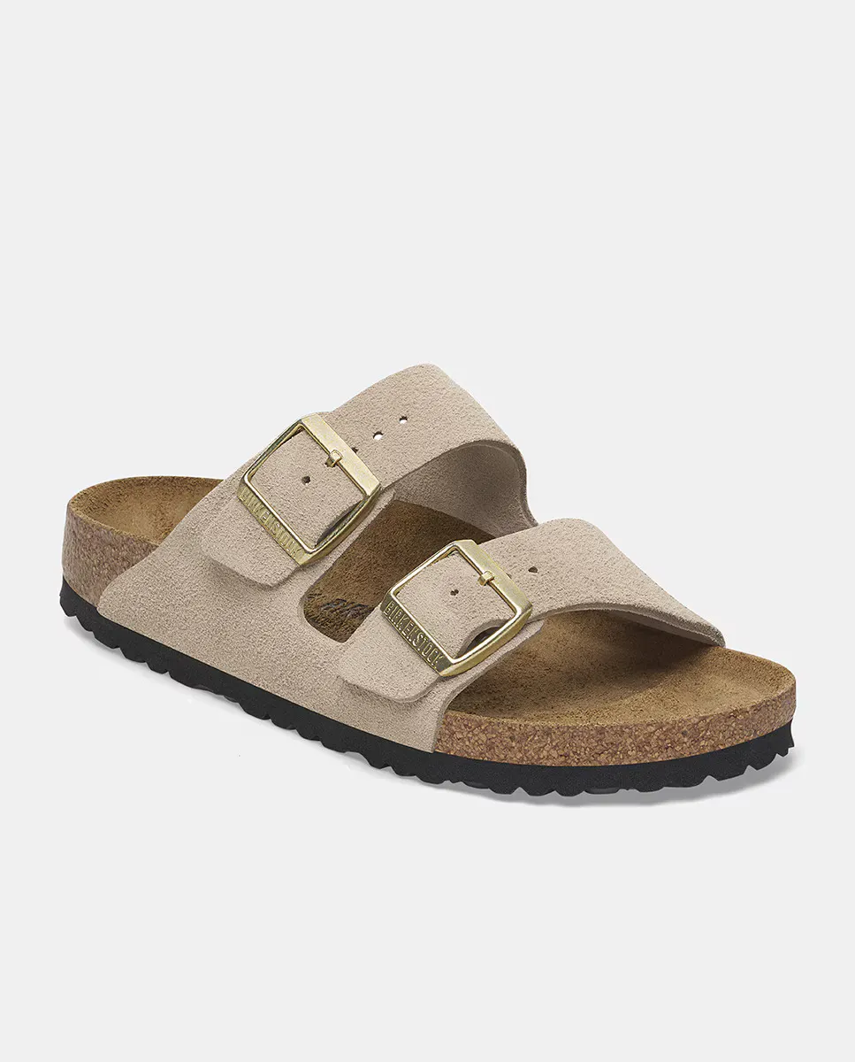 Женские замшевые сандалии Arizona Birkenstock, коричневый — фото 3