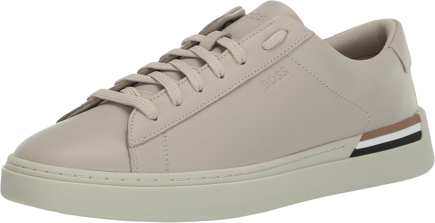 

BOSS Мужские кожаные кроссовки Clint Cupsole, Natural Beige