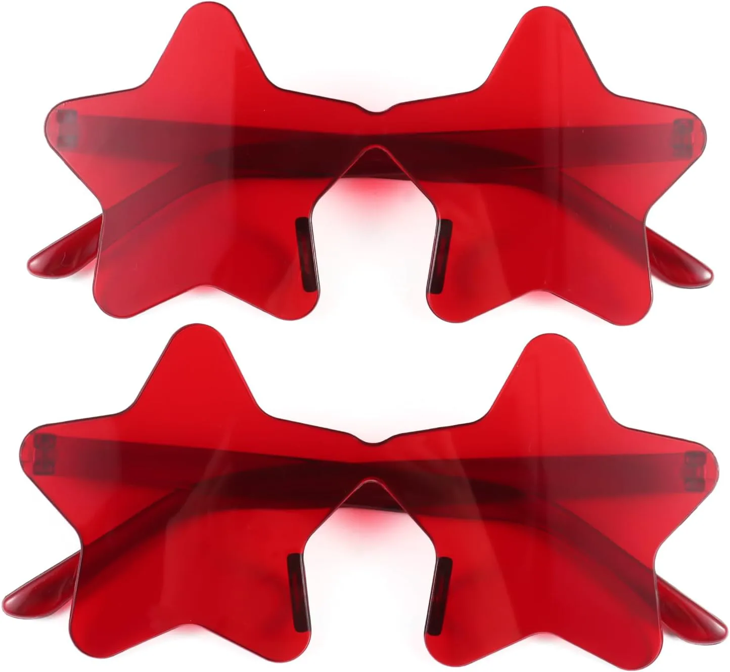 

2 шт. солнцезащитных очков без оправы в форме звезды, прозрачные, конфетного цвета, для рождественской вечеринки, в качестве подарка Dazzleimart, Dark Red