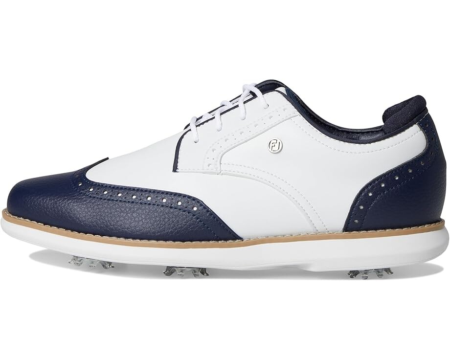 Кроссовки FootJoy Traditions Shield Tip Golf Shoes, цвет White/Navy/White — фото 4