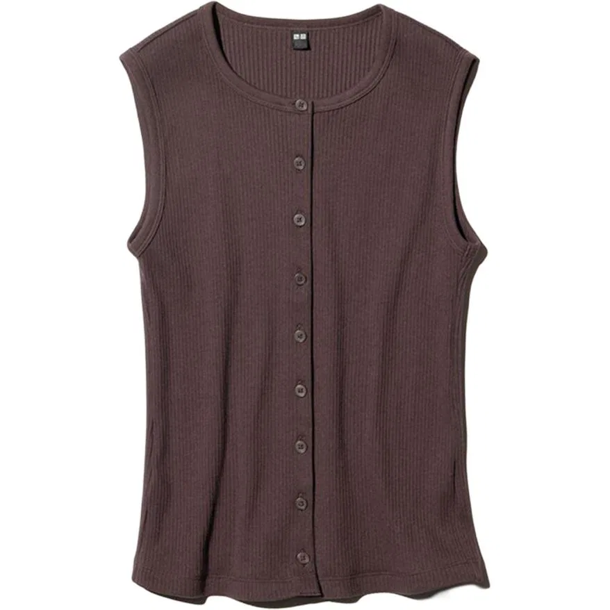 Майка женская SS26 Chestnut, с круглым вырезом, умеренная UNIQLO