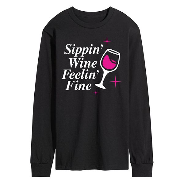 

Мужская футболка с длинным рукавом sippin wine feelin fine Licensed Character