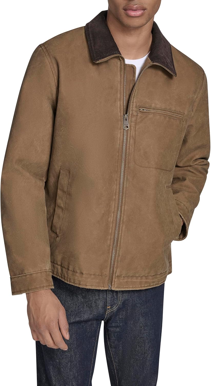 

Мужская хлопковая куртка Levi's Depot с вельветовым воротником, Worker Brown Wax Look