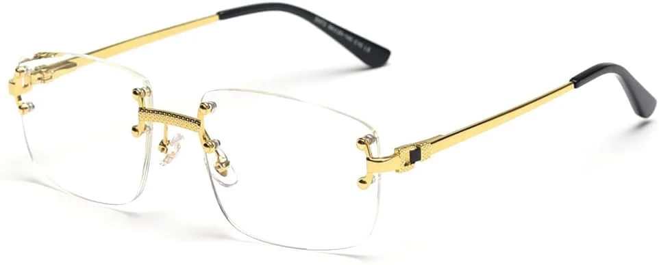 

kachawoo Солнцезащитные очки с градиентными линзами, металлические, без оправы, квадратные, синие, UV400, коричневые, женские, без оправы, Gold With Clear