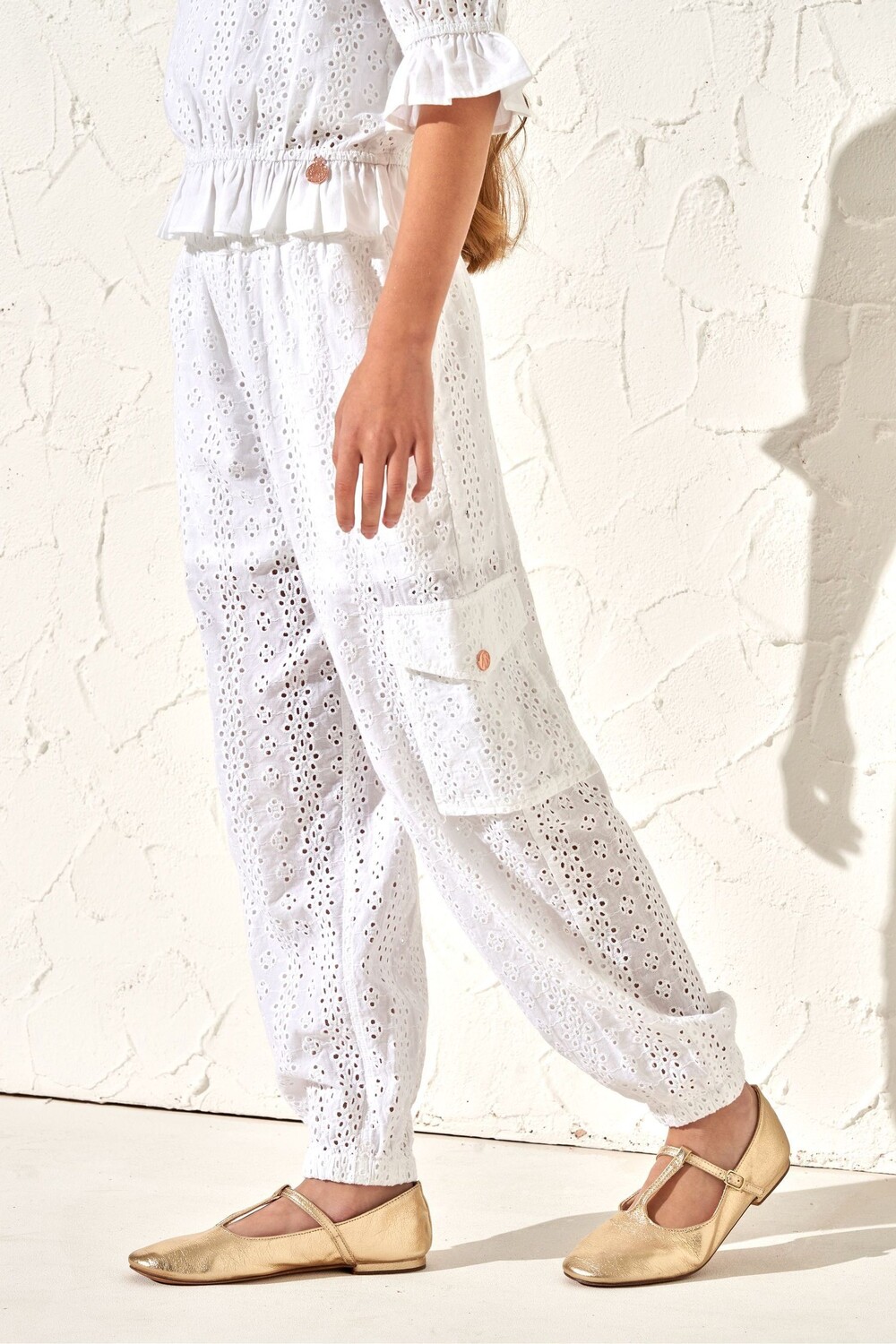 

Брюки карго Broderie cleo Angel & Rocket, белый