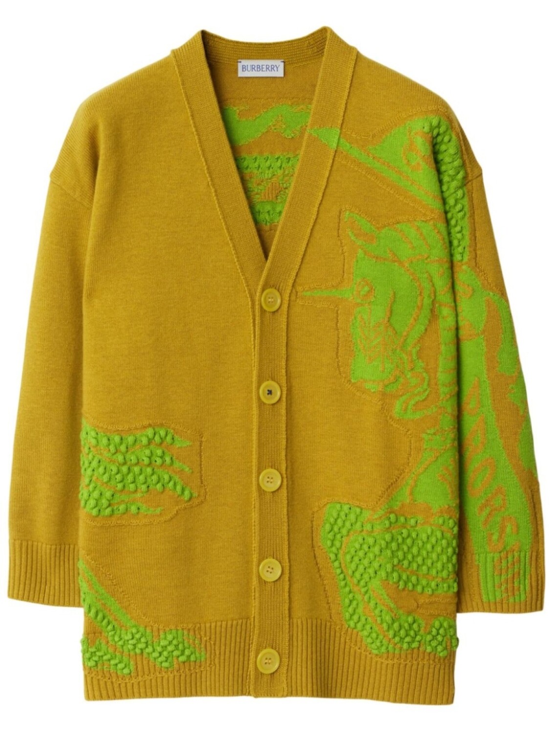 

Burberry Kids кардиган вязки интарсия с V-образным вырезом, зеленый