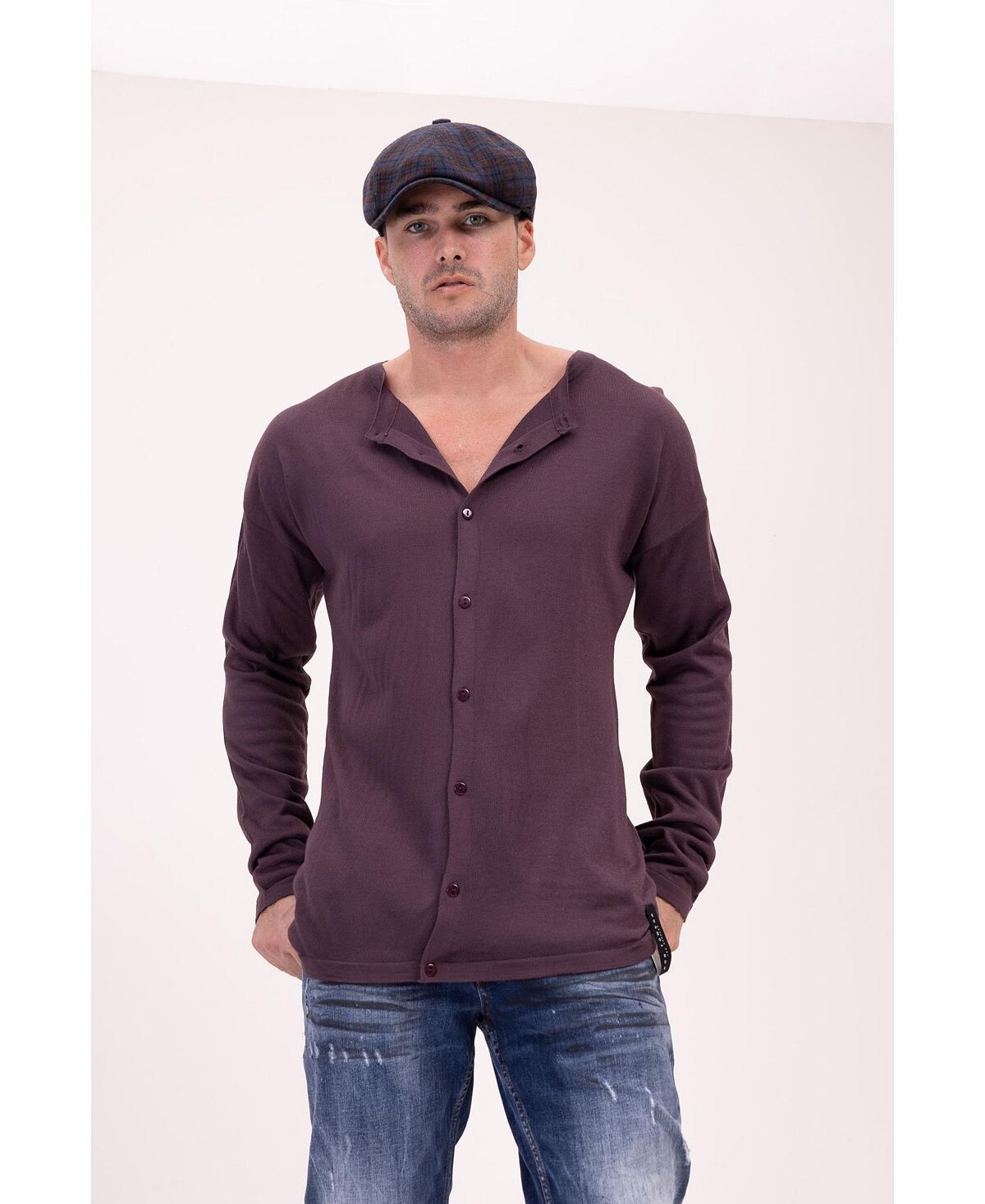 

Мужской современный легкий вязаный свитер-халат RON TOMSON