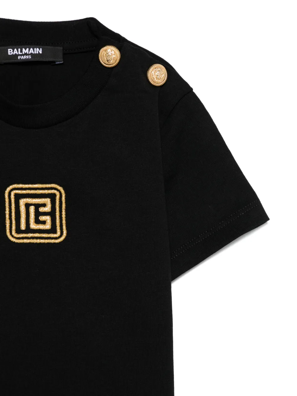 Футболка с вышитым логотипом Balmain Kids, черный — фото 3