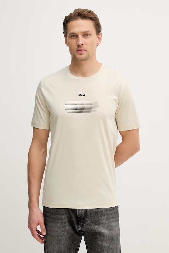 

Хлопковая футболка ts_unity BOSS Green, бежевый