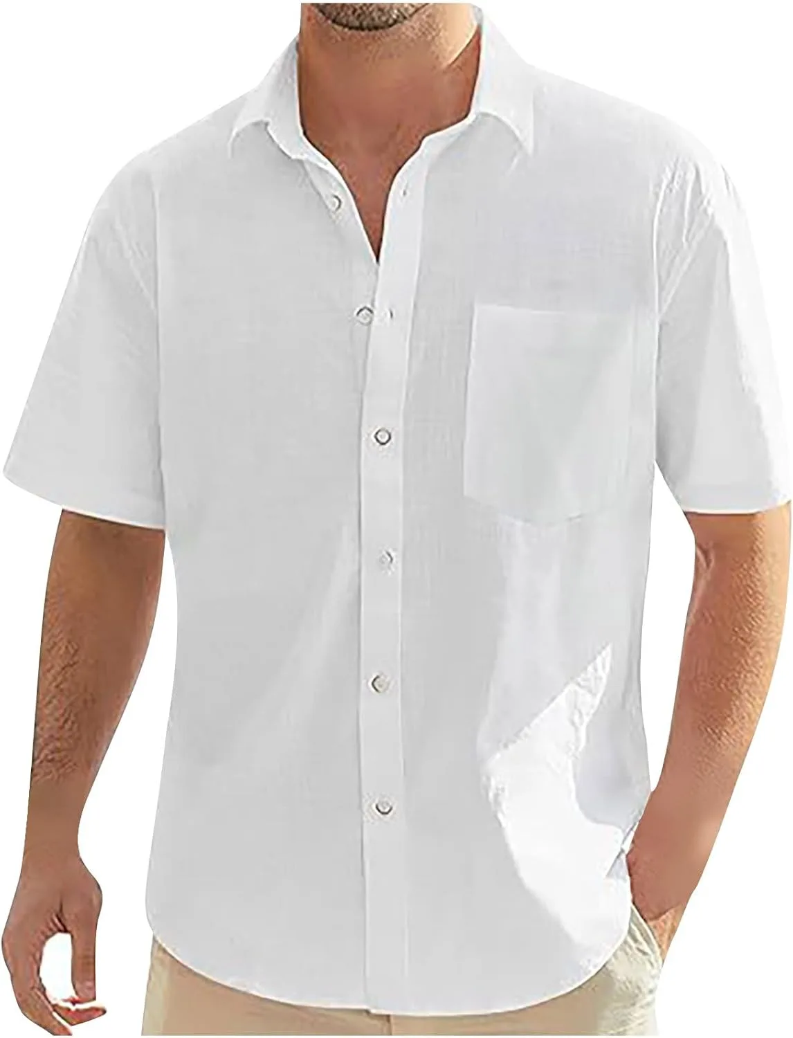Мужская рубашка с коротким рукавом, летняя, casual, slim fit, однотонная