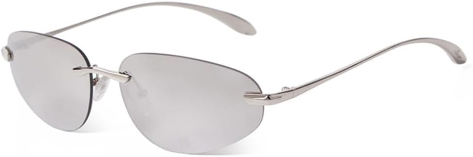 

Солнцезащитные очки «кошачий глаз» без оправы для мужчин и женщин, металлические серебристые зеркальные линзы, солнцезащитные очки для мужчин с защитой от УФ-излучения UV400 generic, C1 White Silver Film