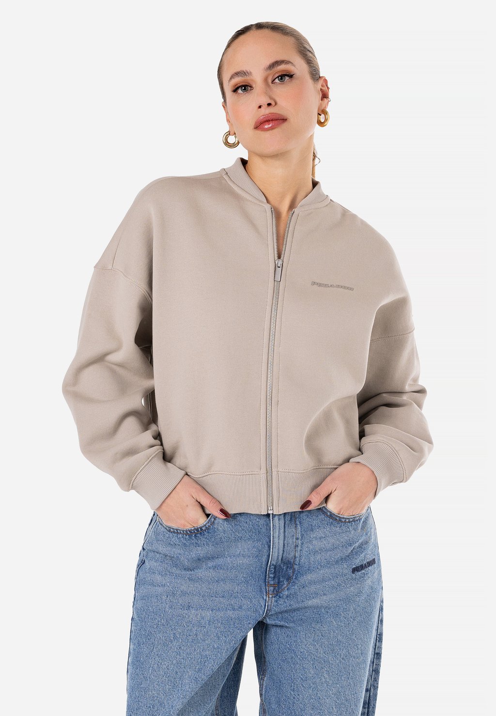 

Толстовка на молнии YANA OVERSIZED JACKET Pegador, серый