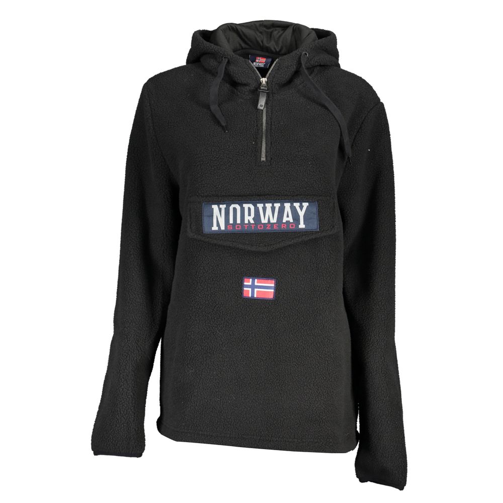 

Элегантная черная толстовка с капюшоном и полумолнией Geographical Norway