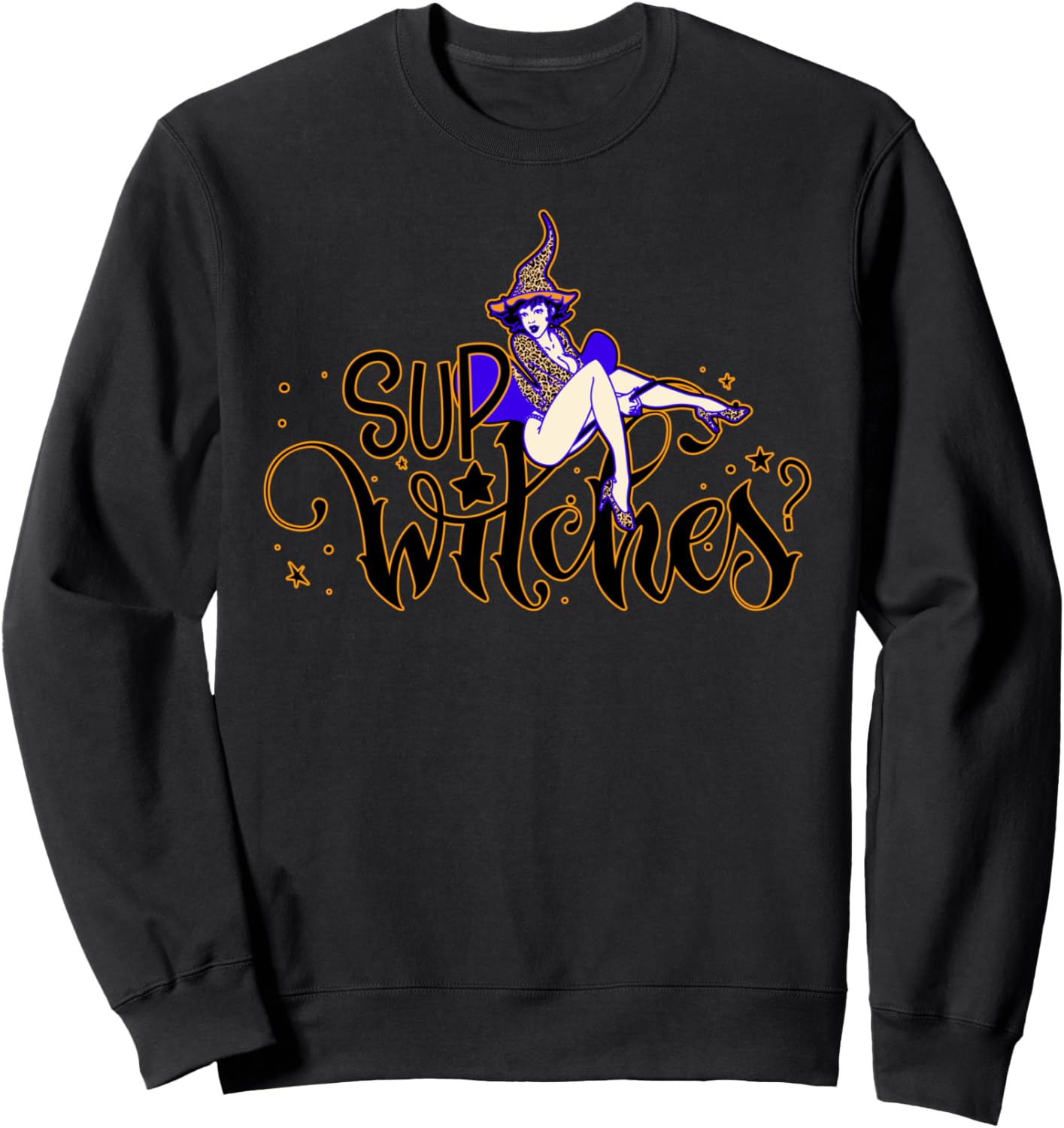 

Привет, ведьмы! Забавная ведьма в стиле ретро, готика, Хэллоуин, милая жуткая толстовка Sup Witches Fun Halloween Retro Witchy Vibe, черный