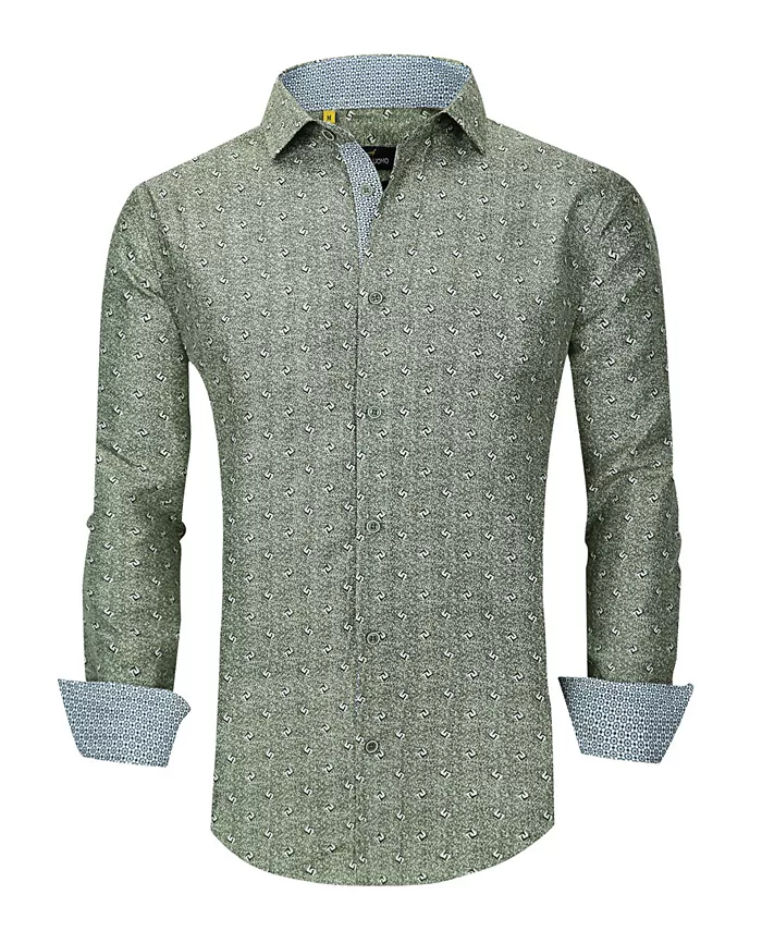 

Мужская классическая рубашка с пуговицами Nautical в облегающем крое Slim Fit Azaro Uomo, зеленый