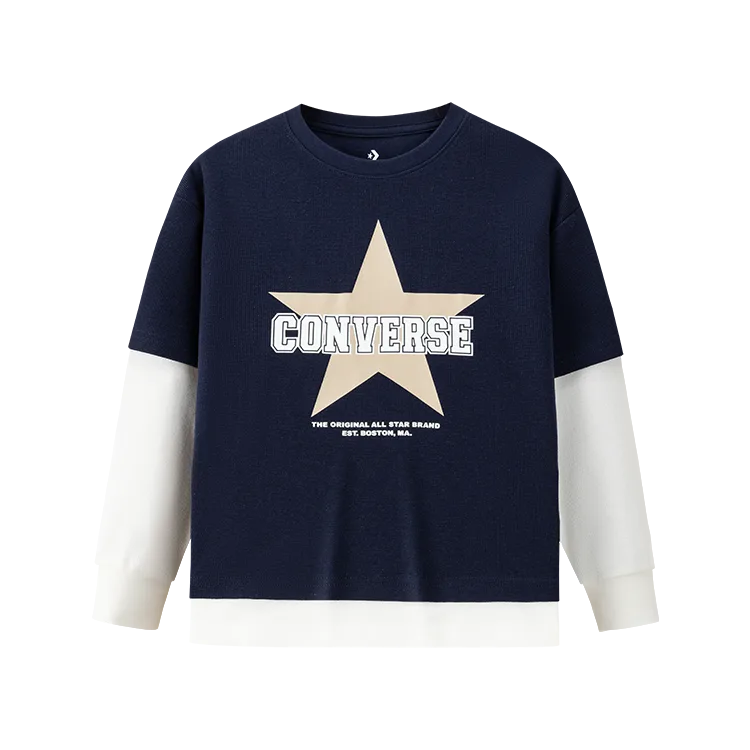 Футболка для детей с круглым вырезом Converse, Rock Ridge Gray — фото 3