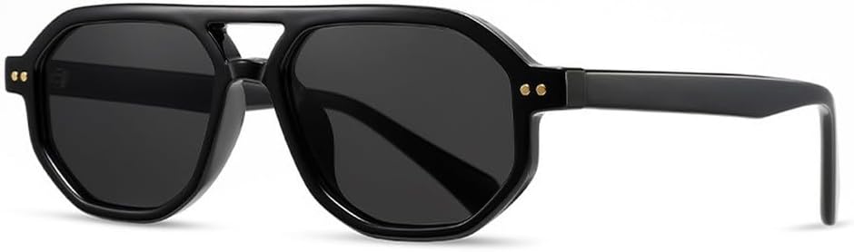 

Ретро-солнцезащитные очки с двойной перемычкой, многоугольные, женские, класса люкс, модные, с градиентным затемнением, защита от УФ-излучения UV400, мужские солнцезащитные очки с заклепками TKKTLLT, Black Grey