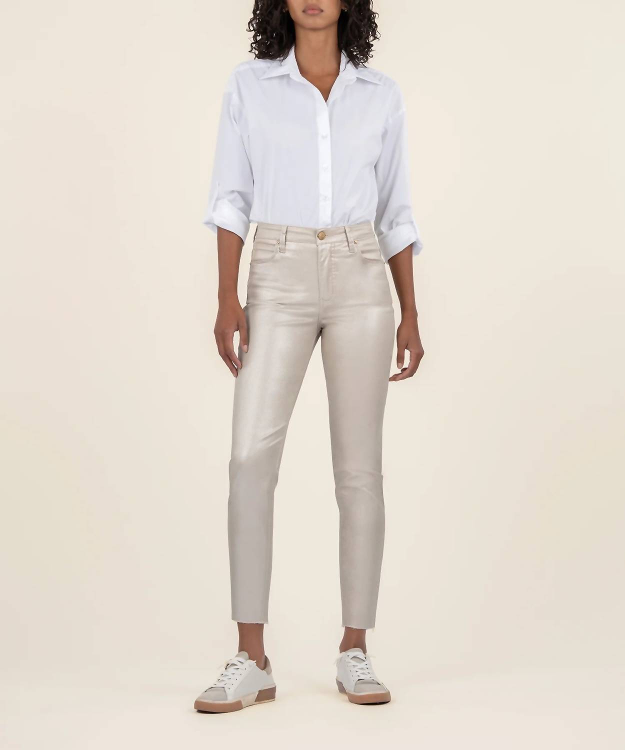 

Джинсы-сигареты Charlize Coated Cigarette Leg в розовом золоте KUT FROM THE KLOTH