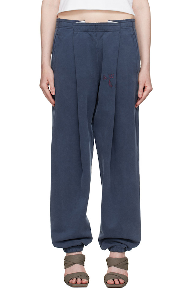 

Брюки спортивные плиссированные с логотипом на поясе Alexanderwang.T, цвет vintage navy